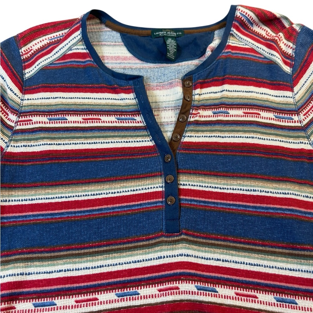 Ralph Lauren LRL Jeans Co. Southwestern Aztec Striped Drop-Waist Midi Dress 2X - Picture 5 of 11